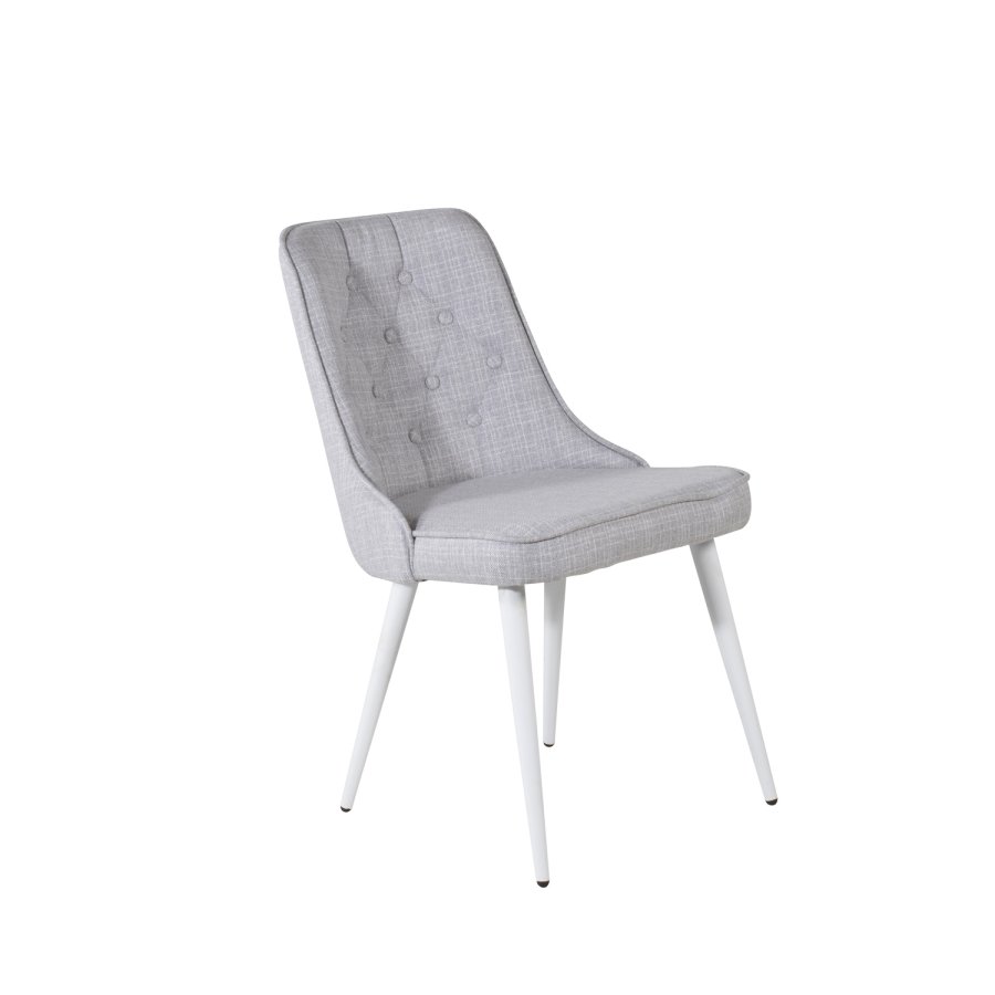 VENTURE DESIGN Velvet Deluxe spisestuestol - lys gr polyester og hvitt metall