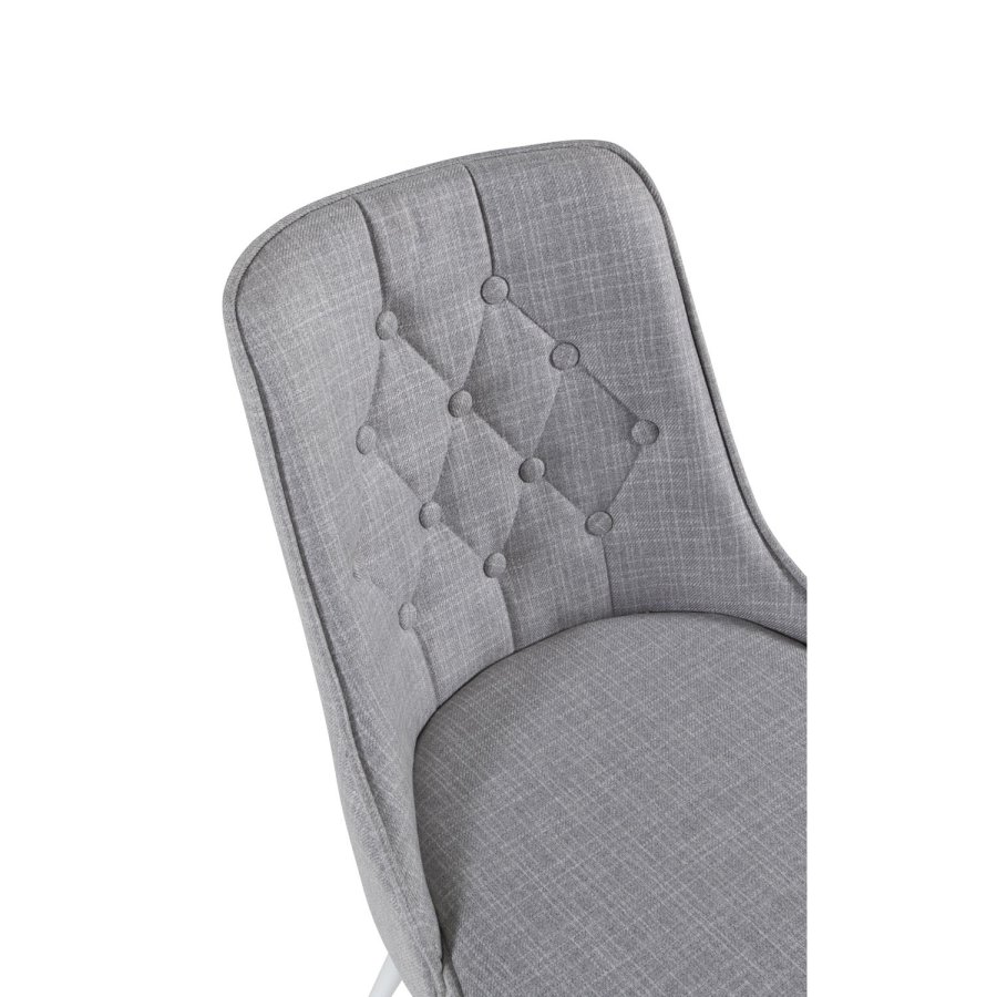 VENTURE DESIGN Velvet Deluxe spisestuestol - lys gr polyester og hvitt metall