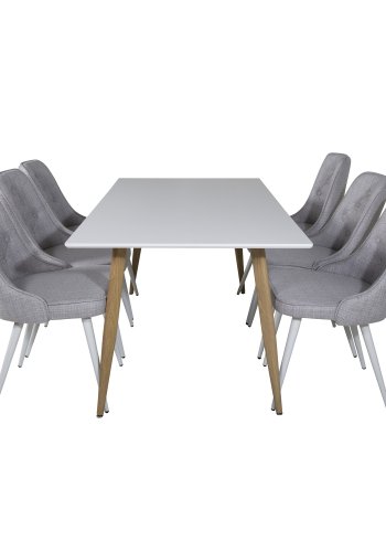 VENTURE DESIGN Velvet Deluxe spisestuestol - lys gr polyester og hvitt metall