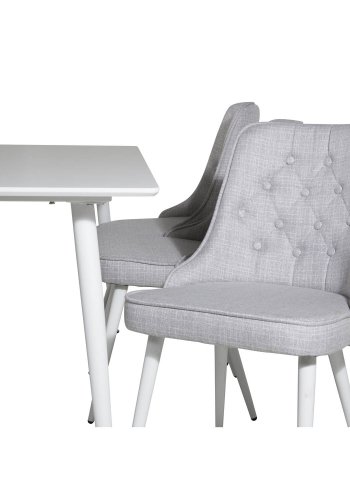 VENTURE DESIGN Velvet Deluxe spisestuestol - lys gr polyester og hvitt metall