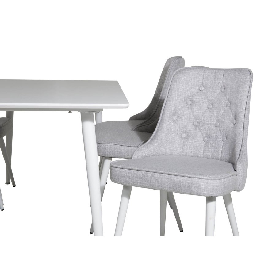 VENTURE DESIGN Velvet Deluxe spisestuestol - lys gr polyester og hvitt metall