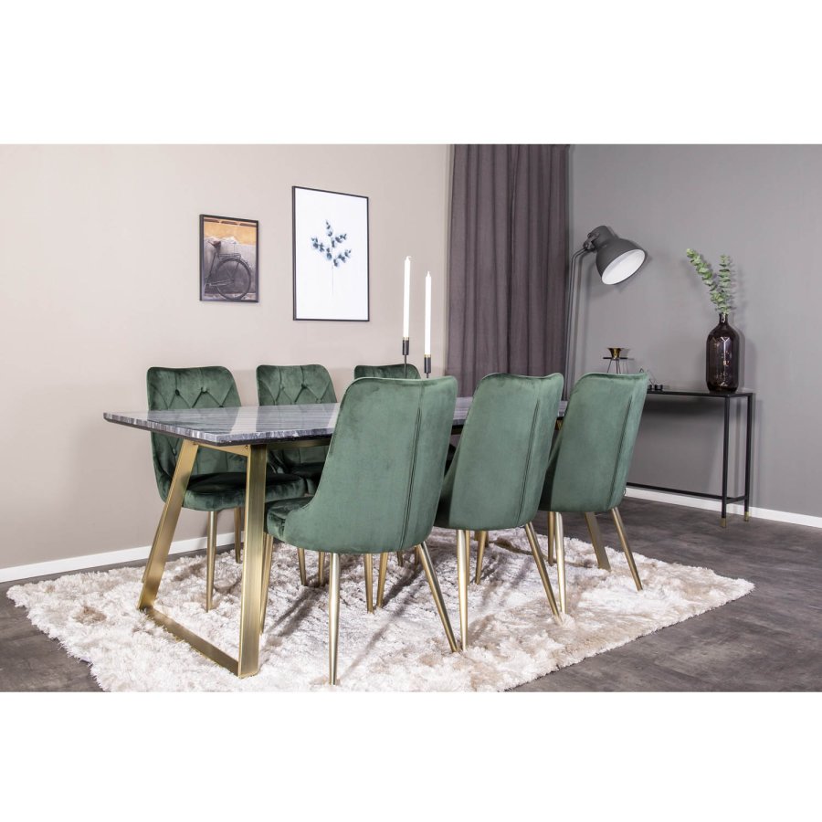 VENTURE DESIGN Velvet Deluxe spisebordsstol, m. armln - grn velour og metal