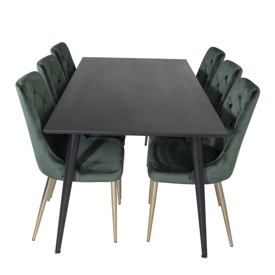 VENTURE DESIGN Velvet Deluxe spisebordsstol, m. armln - grn velour og metal