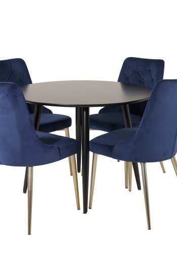 VENTURE DESIGN Velvet Deluxe spisebordsstol - bl velour og metall