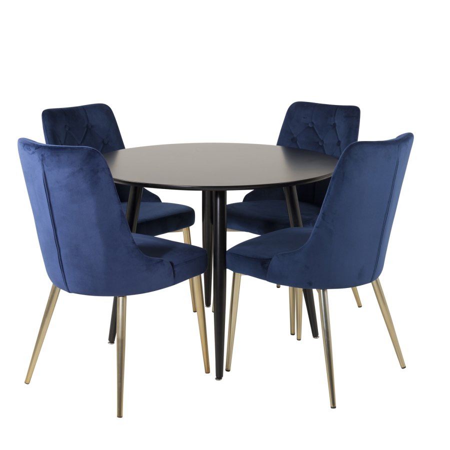 VENTURE DESIGN Velvet Deluxe spisebordsstol - bl velour og metall