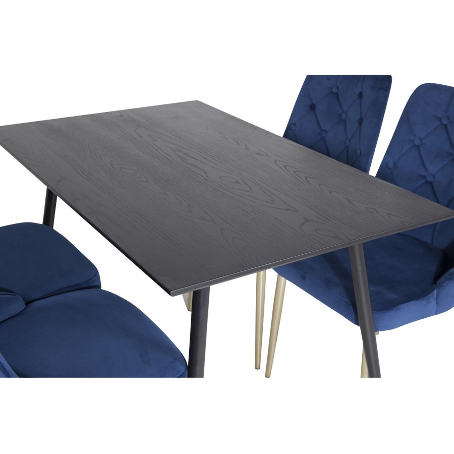 VENTURE DESIGN Velvet Deluxe spisebordsstol - bl velour og metall