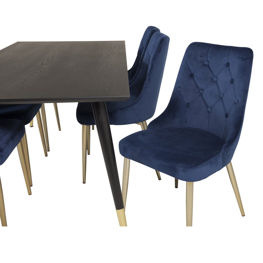 VENTURE DESIGN Velvet Deluxe spisebordsstol - bl velour og metall