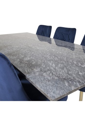 VENTURE DESIGN Velvet Deluxe spisebordsstol - bl velour og metall