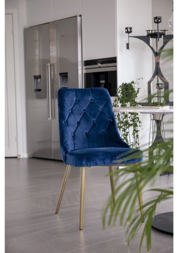 VENTURE DESIGN Velvet Deluxe spisebordsstol - bl velour og metall