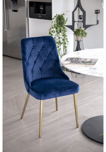 VENTURE DESIGN Velvet Deluxe spisebordsstol - bl velour og metall