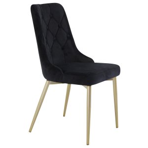 VENTURE DESIGN Velvet Deluxe spisebordsstol, m. armln - sort velour og metal