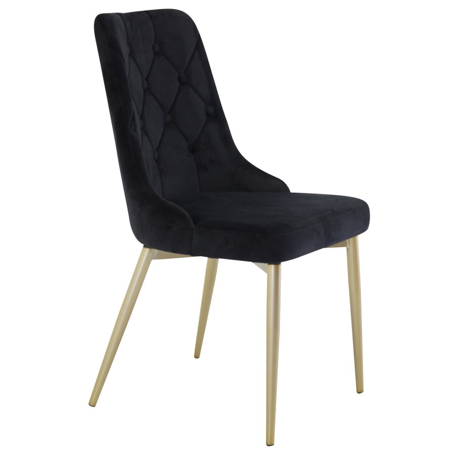 VENTURE DESIGN Velvet Deluxe spisebordsstol, med armlener - sort velour og metall