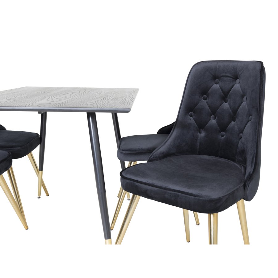 VENTURE DESIGN Velvet Deluxe spisebordsstol, med armlener - sort velour og metall