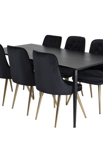 VENTURE DESIGN Velvet Deluxe spisebordsstol, med armlener - sort velour og metall