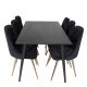 VENTURE DESIGN Velvet Deluxe spisebordsstol, med armlener - sort velour og metall