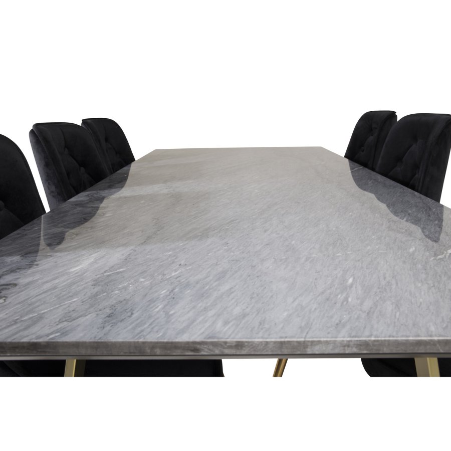 VENTURE DESIGN Velvet Deluxe spisebordsstol, med armlener - sort velour og metall
