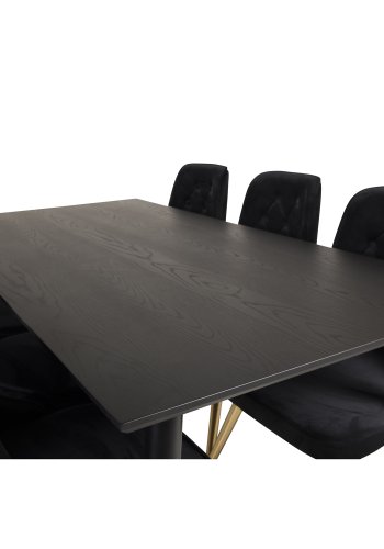 VENTURE DESIGN Velvet Deluxe spisebordsstol, med armlener - sort velour og metall