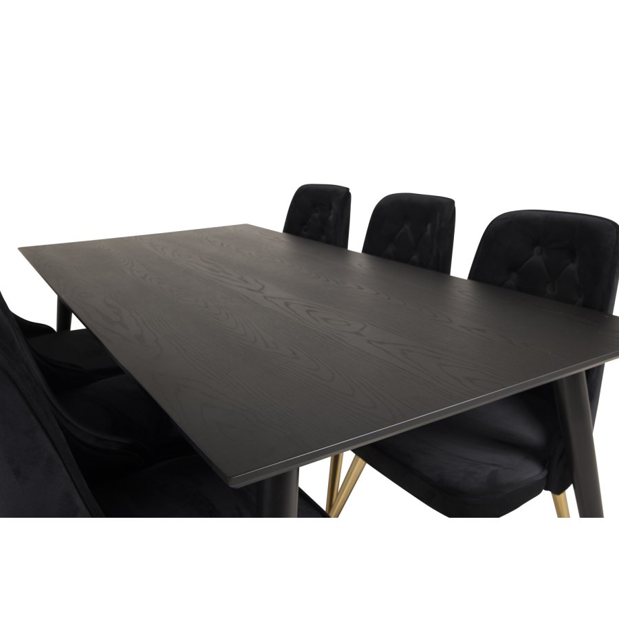 VENTURE DESIGN Velvet Deluxe spisebordsstol, med armlener - sort velour og metall