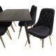 VENTURE DESIGN Velvet Deluxe spisebordsstol, med armlener - sort velour og metall