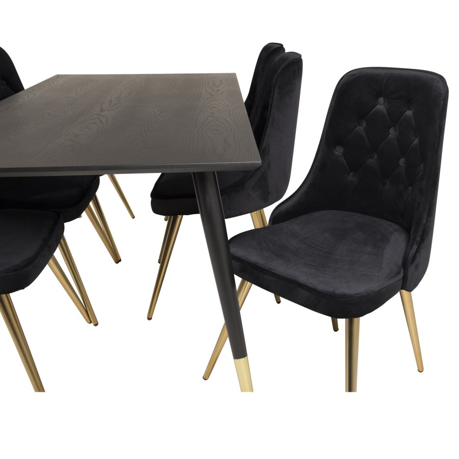 VENTURE DESIGN Velvet Deluxe spisebordsstol, med armlener - sort velour og metall