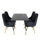 VENTURE DESIGN Velvet Deluxe spisebordsstol, med armlener - sort velour og metall