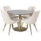 VENTURE DESIGN Velvet Deluxe spisebordsstol, med armlener - beige velour og messingmetall