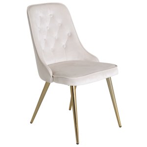 VENTURE DESIGN Velvet Deluxe spisebordsstol, m. armln - beige velour og messing metal