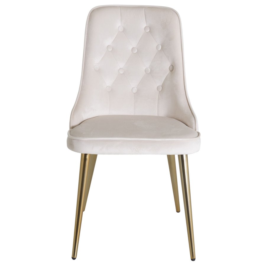 VENTURE DESIGN Velvet Deluxe spisebordsstol, med armlener - beige velour og messingmetall