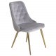 VENTURE DESIGN Velvet Deluxe spisestuestol med armlener - lys gr velur og messingmetall