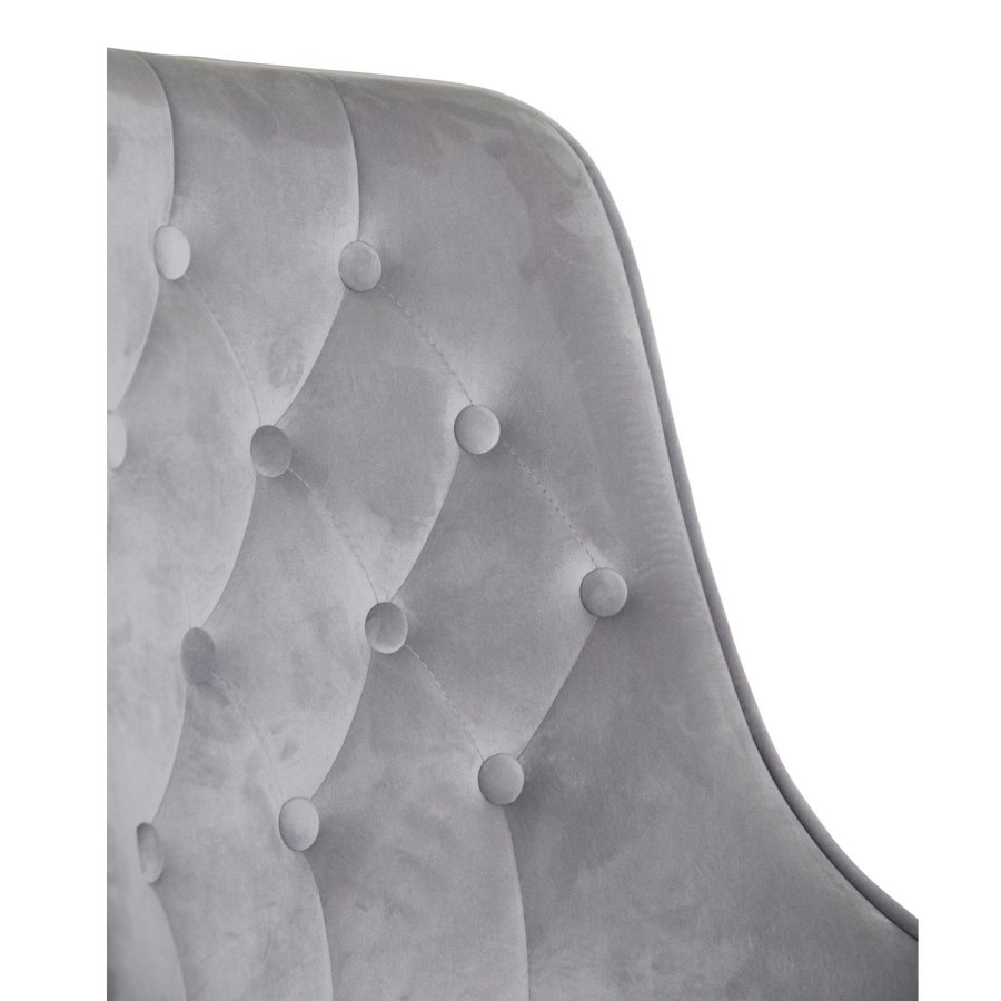 VENTURE DESIGN Velvet Deluxe spisestuestol med armlener - lys gr velur og messingmetall