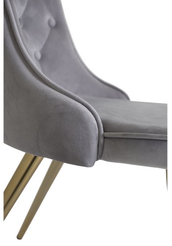 VENTURE DESIGN Velvet Deluxe spisestuestol med armlener - lys gr velur og messingmetall