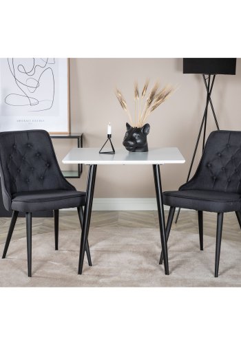 VENTURE DESIGN Velvet Deluxe spisestuestol - svart polyester og sort metall