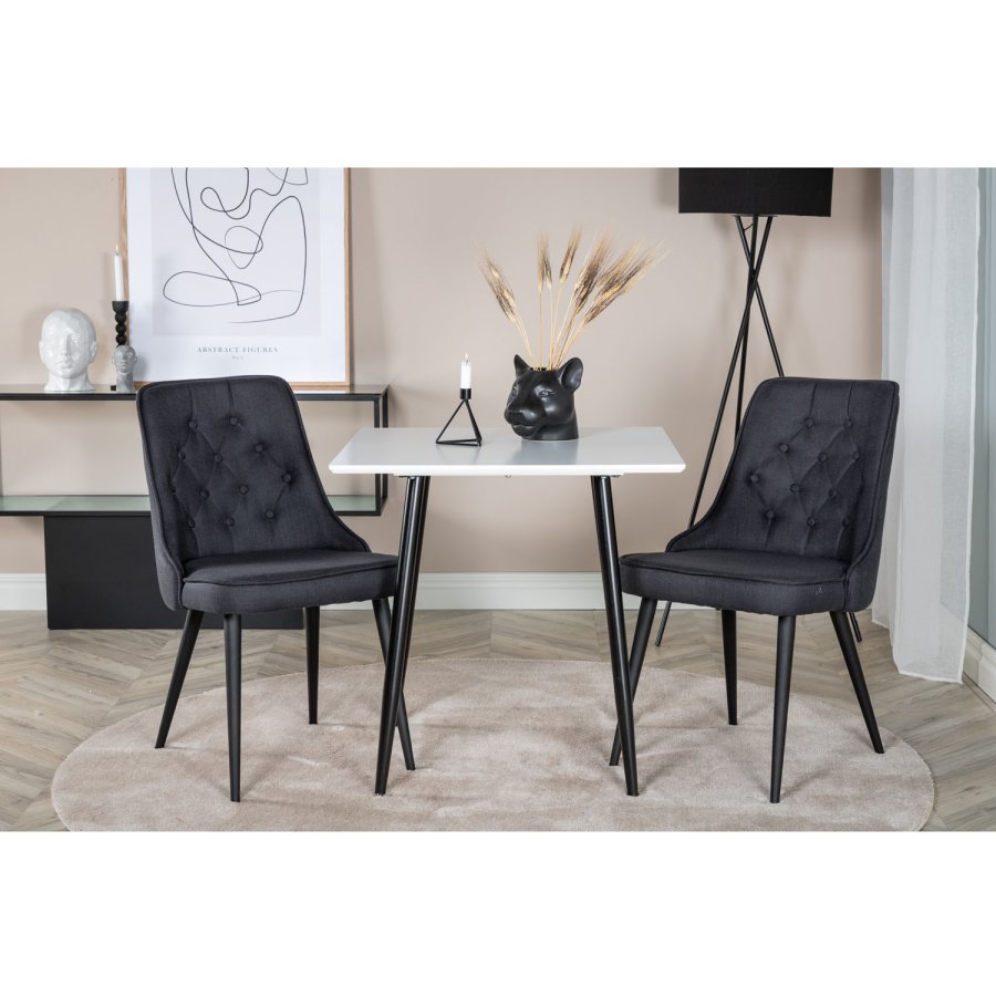 VENTURE DESIGN Velvet Deluxe spisestuestol - svart polyester og sort metall