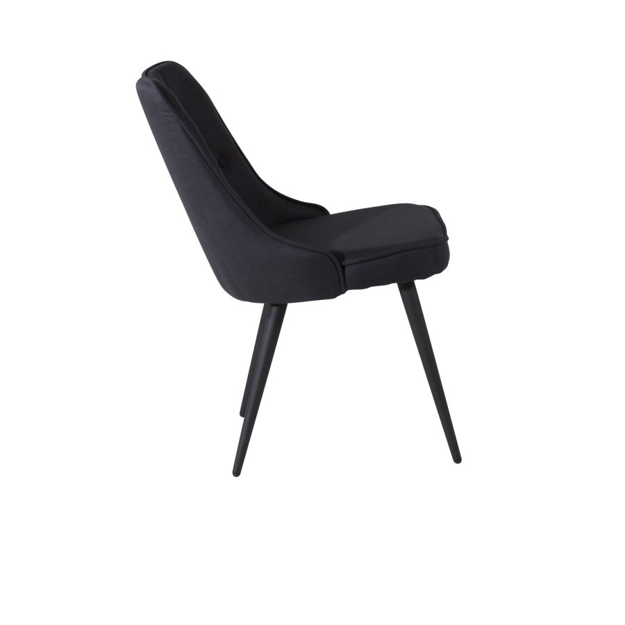 VENTURE DESIGN Velvet Deluxe spisestuestol - svart polyester og sort metall