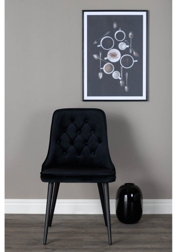 VENTURE DESIGN Velvet Deluxe spisestuestol - svart polyester og sort metall