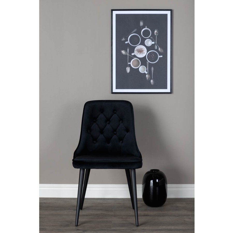 VENTURE DESIGN Velvet Deluxe spisestuestol - svart polyester og sort metall