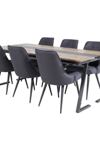 VENTURE DESIGN Velvet Deluxe spisestuestol - svart polyester og sort metall