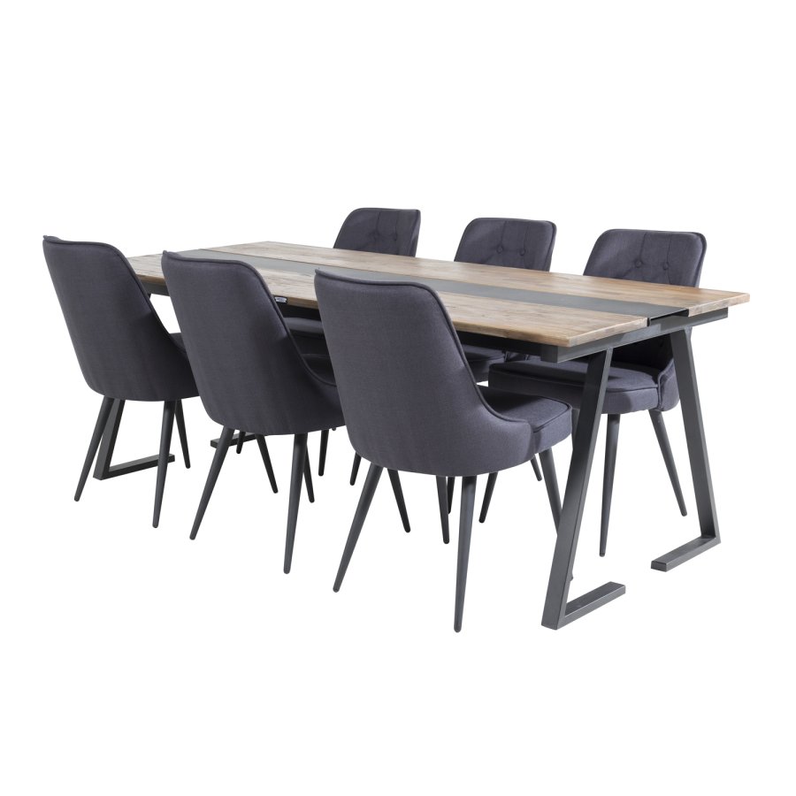 VENTURE DESIGN Velvet Deluxe spisestuestol - svart polyester og sort metall