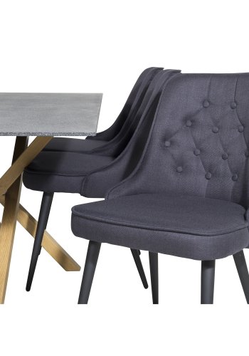 VENTURE DESIGN Velvet Deluxe spisestuestol - svart polyester og sort metall