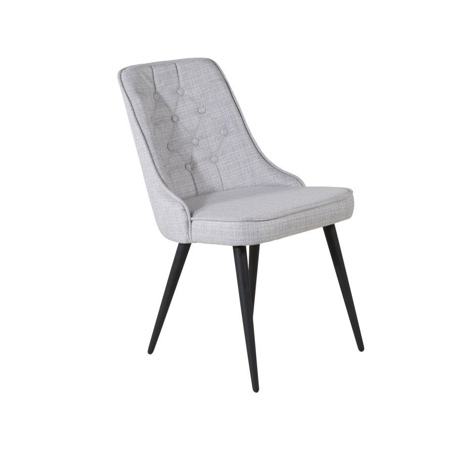 VENTURE DESIGN Velvet Deluxe spisestuestol - lys gr polyester og sort metall