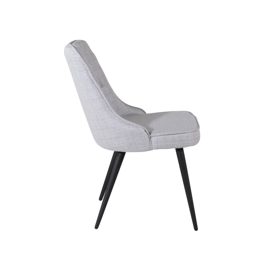 VENTURE DESIGN Velvet Deluxe spisestuestol - lys gr polyester og sort metall