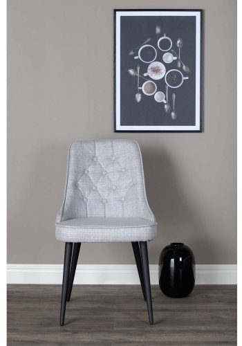 VENTURE DESIGN Velvet Deluxe spisestuestol - lys gr polyester og sort metall