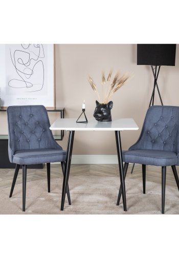 VENTURE DESIGN Velvet Deluxe spisestuestol - bl polyester og sort metall