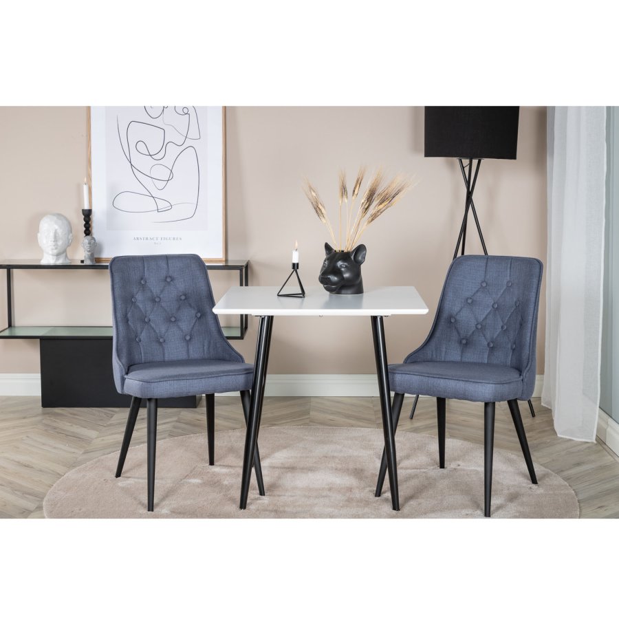 VENTURE DESIGN Velvet Deluxe spisestuestol - bl polyester og sort metall