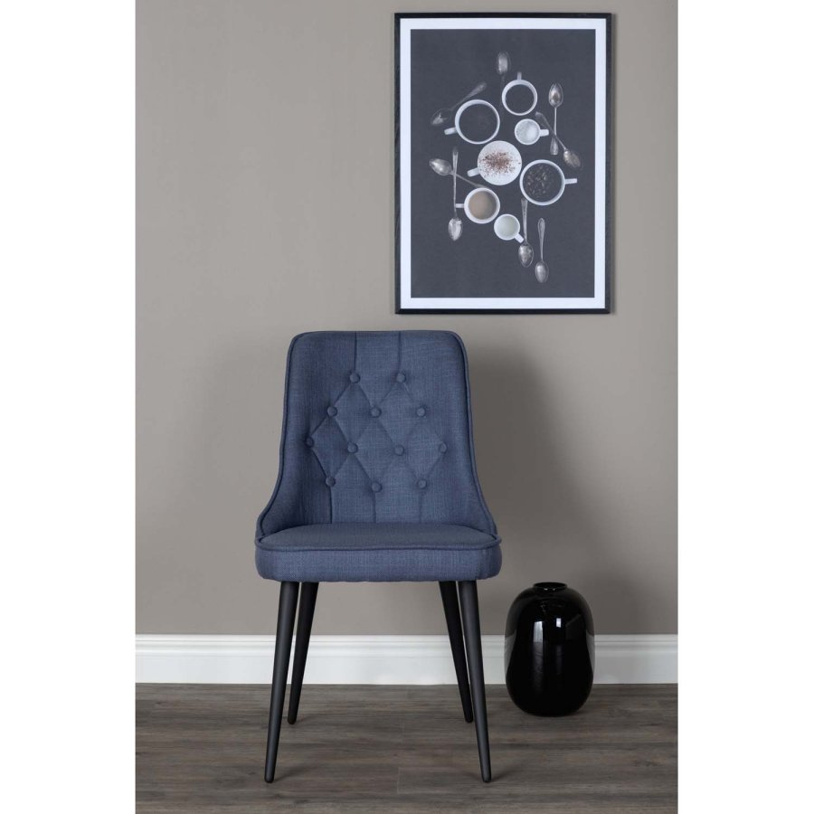 VENTURE DESIGN Velvet Deluxe spisestuestol - bl polyester og sort metall