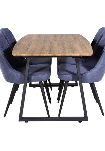 VENTURE DESIGN Velvet Deluxe spisestuestol - bl polyester og sort metall