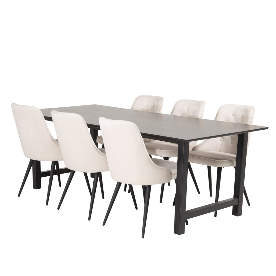 VENTURE DESIGN Velvet Deluxe spisebordsstol - beige velur og sort metall