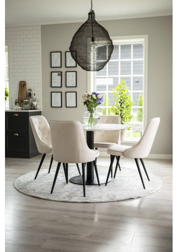 VENTURE DESIGN Velvet Deluxe spisebordsstol - beige velur og sort metall