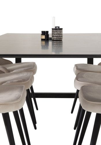 VENTURE DESIGN Velvet Deluxe spisebordsstol - beige velur og sort metall