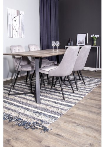 VENTURE DESIGN Velvet Deluxe spisestuestol med armlener - lys gr velur og sort metall